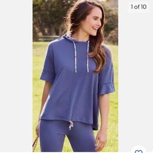 Matilda Jane Wish You Were Here Hoodie Top in Blue Floral, S